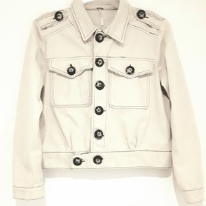 Free People Women's Eisenhower Ivory Denim Jacket